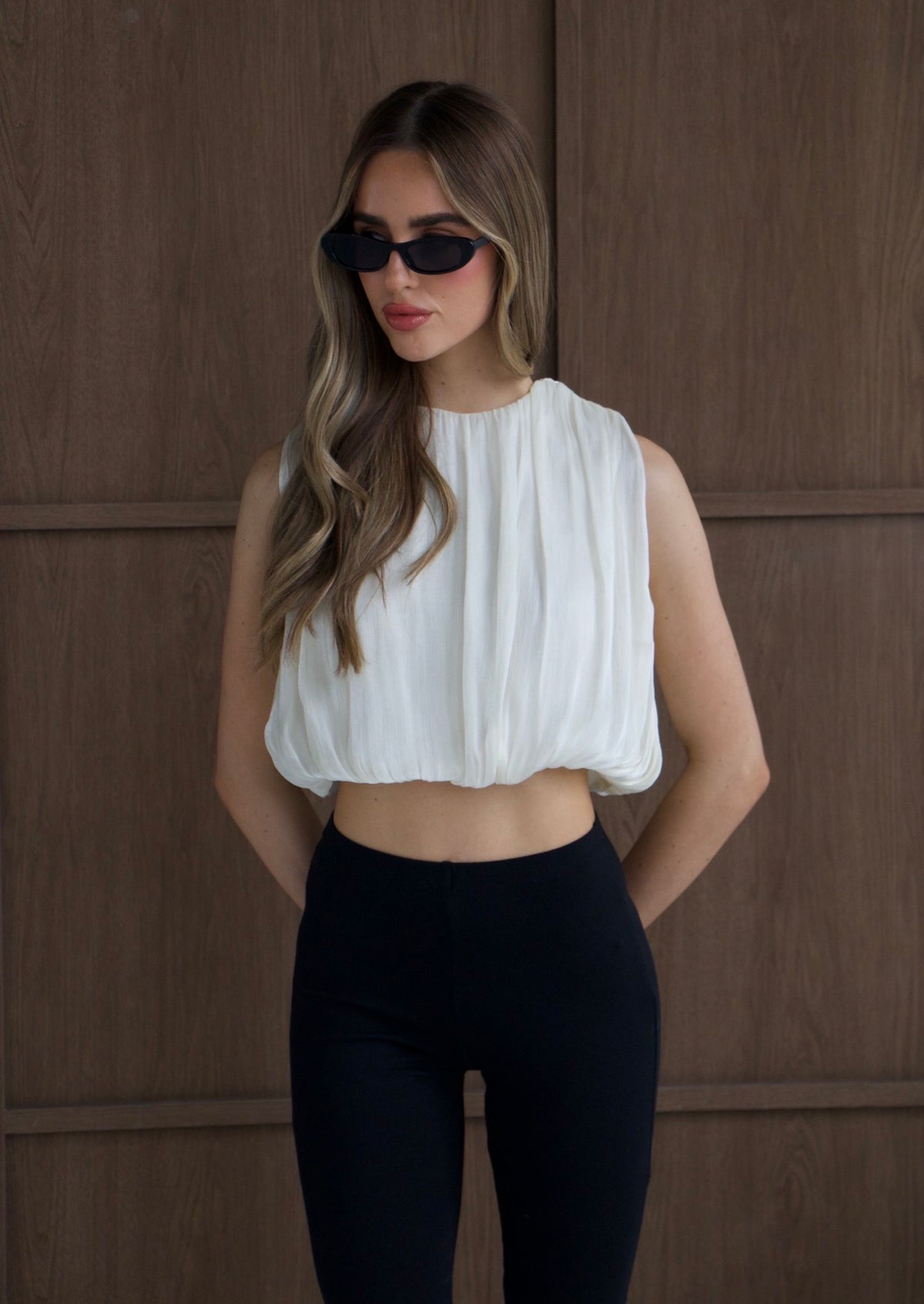 CHLO Champagne Sleeveless Cropped Top