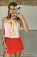 H Pink & Orange Horse Map Scarf  image 3