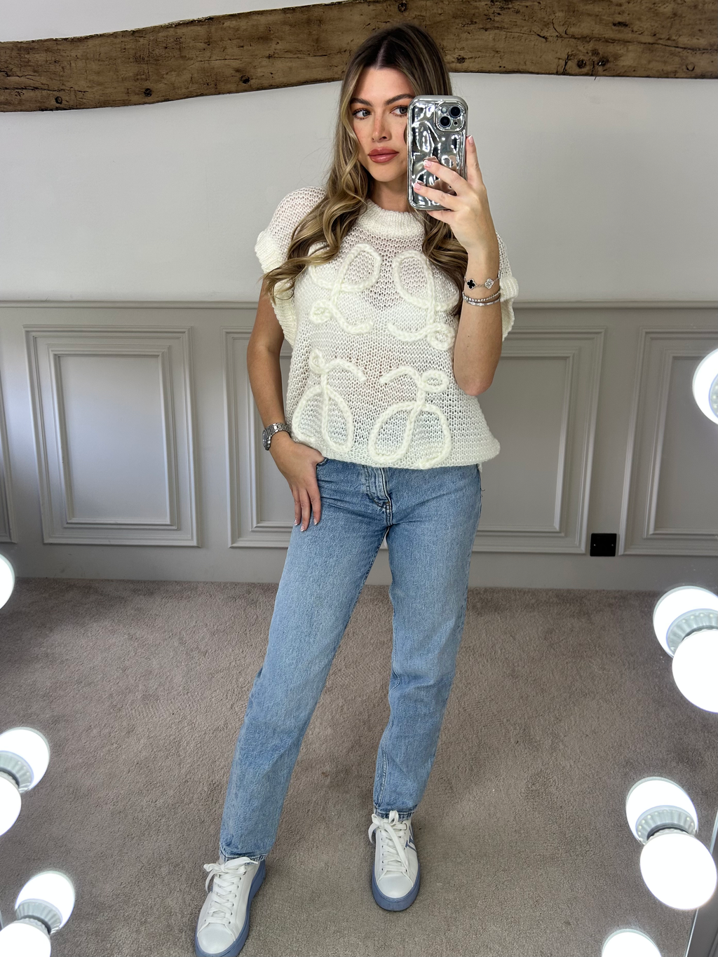LOE Cream Knit Sleeveless Jumper image 0