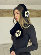 CC Rose Fur Black Ear Muffs SET with matching Fur Scarf image 2