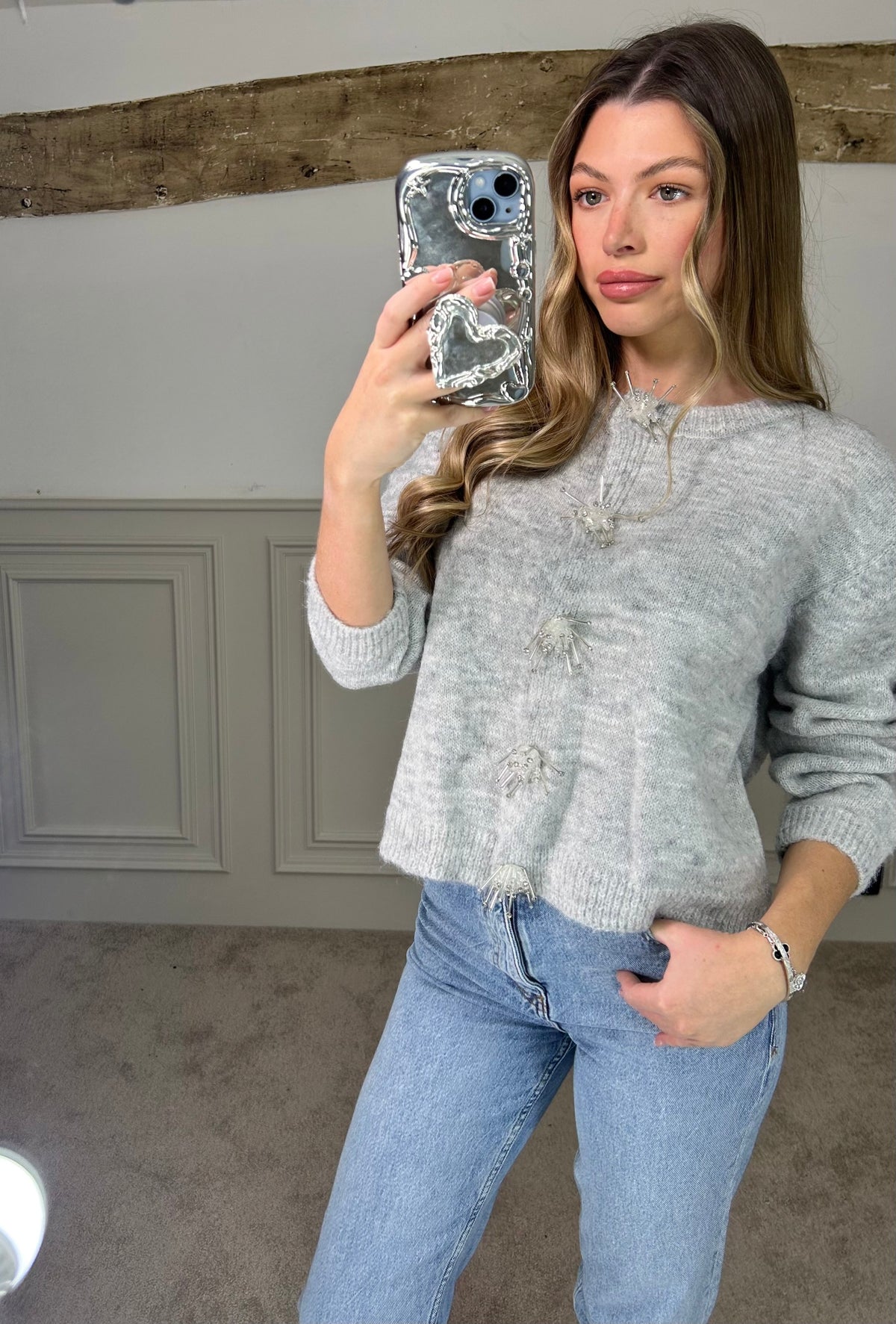 Grey Soft Knit Cardigan  image 1