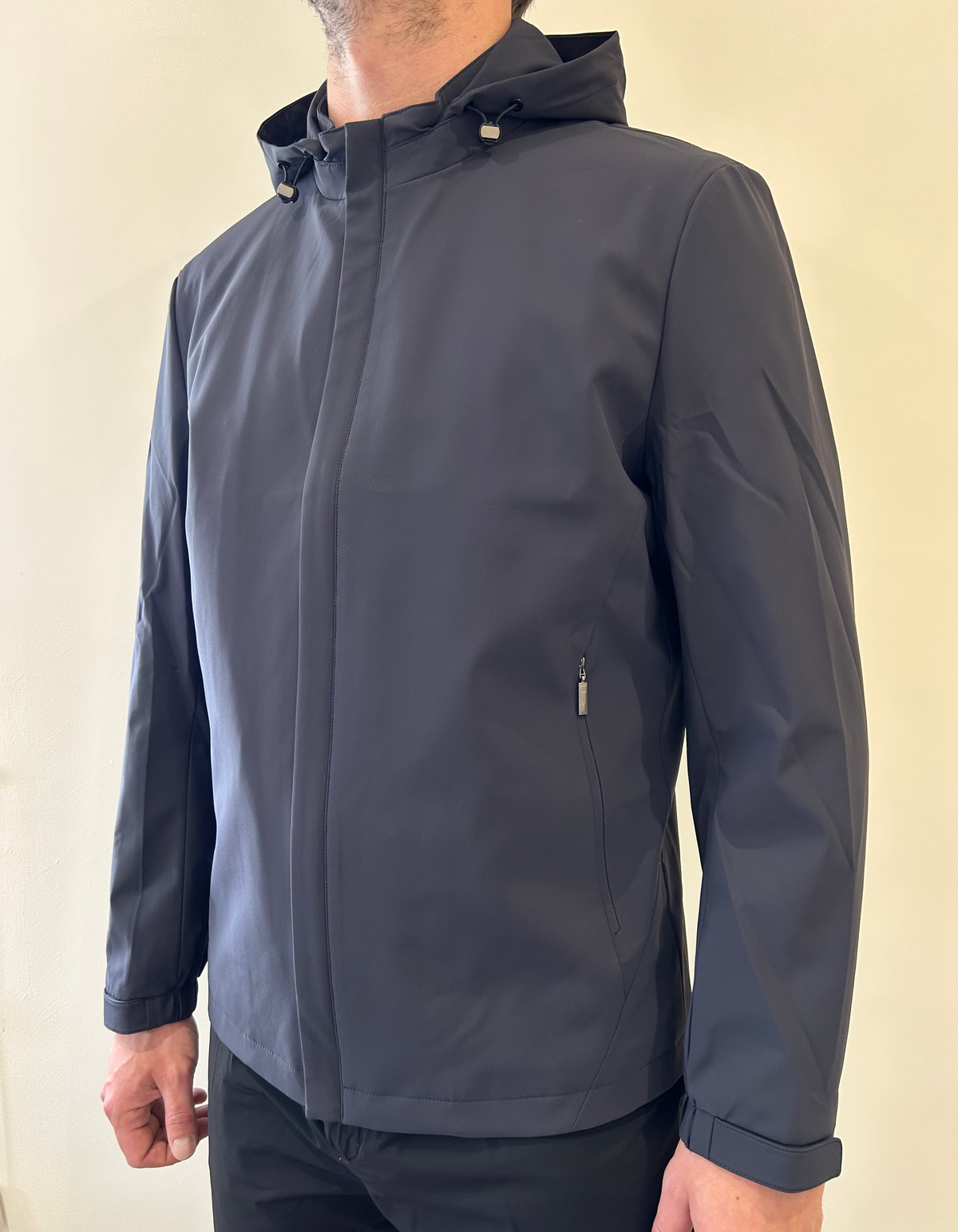 MENS Seamless Slate Grey Waterproof Windbreaker Jacket with Removable Hood image 0