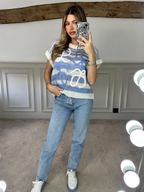LOE Blue Knit Striped Sleeveless Jumper image 1