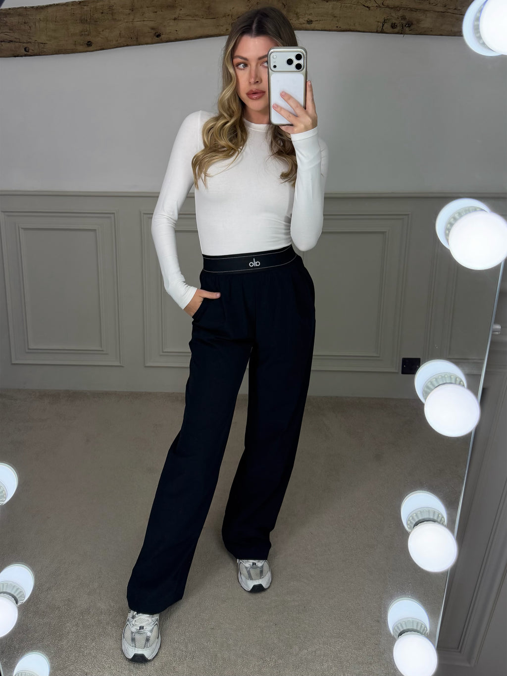 YOGA Black Suit Up Pants with Waistband & Reflective Icon  image 0
