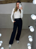 YOGA Black Suit Up Pants with Waistband & Reflective Icon  image 0