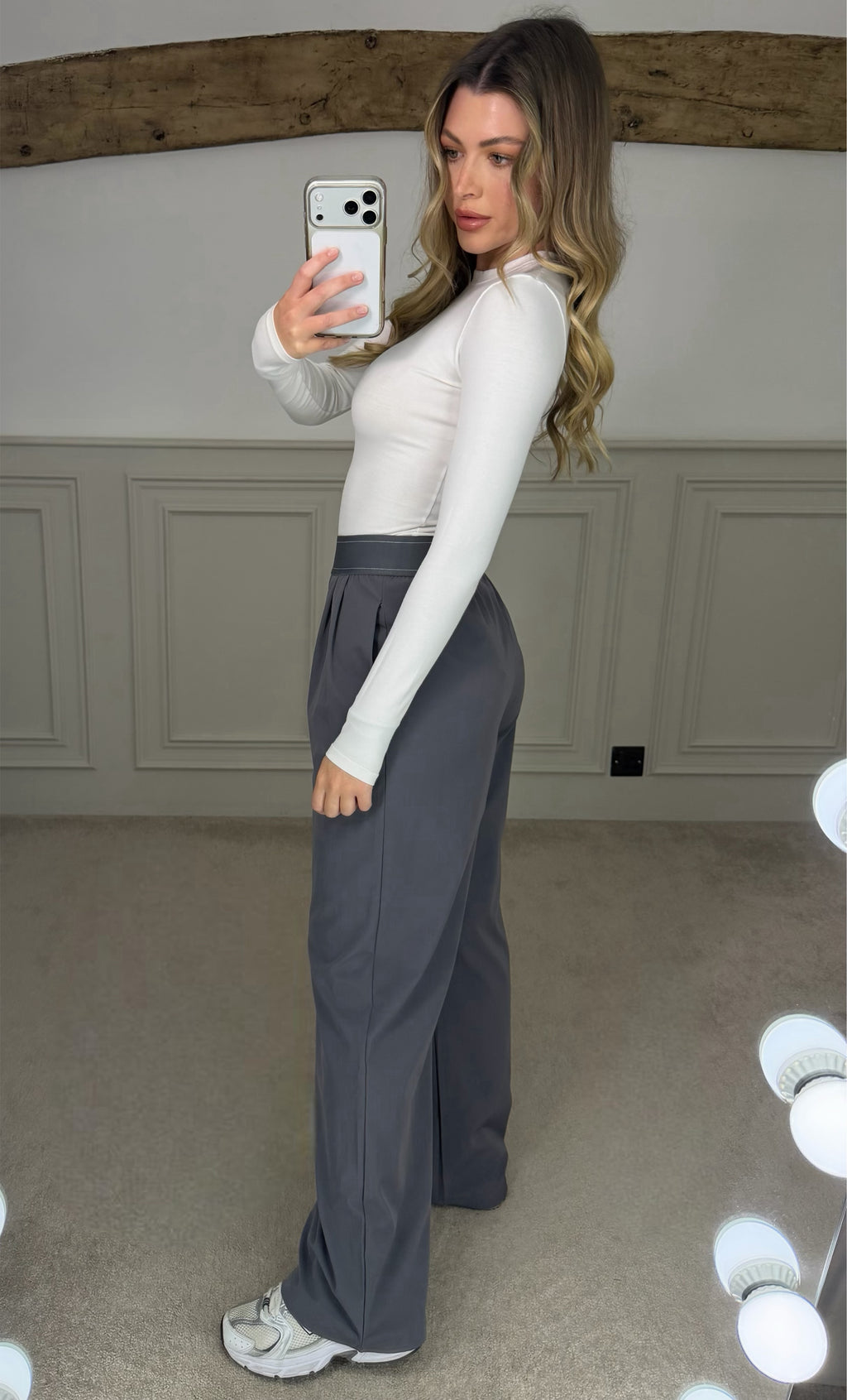 YOGA Grey Suit Up Pants with Waistband & Reflective Icon  image 1