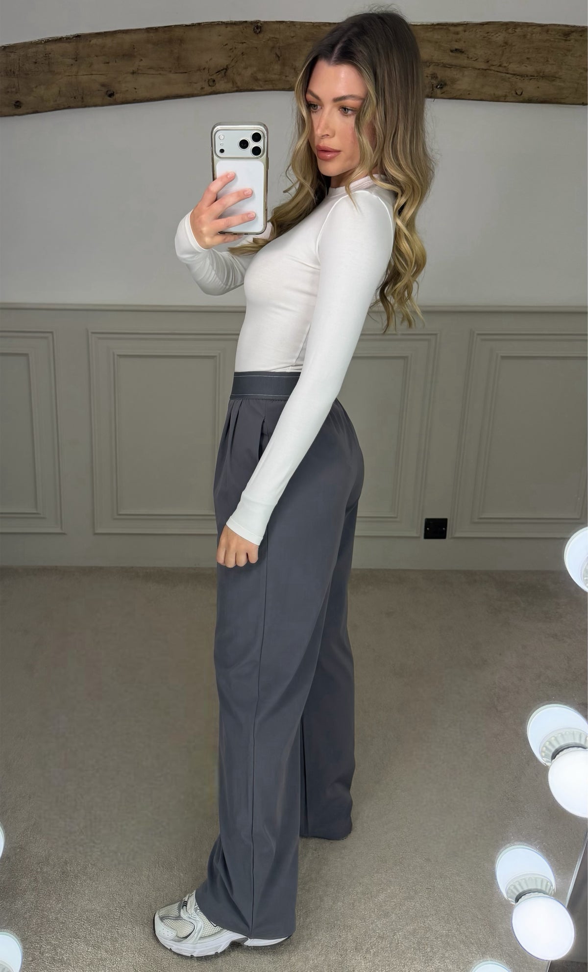 YOGA Grey Suit Up Pants with Waistband & Reflective Icon  image 1