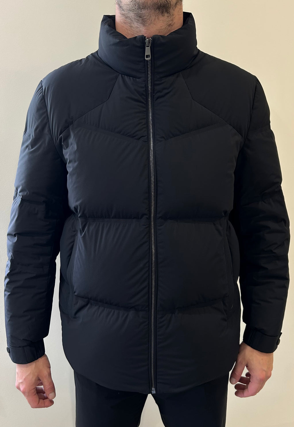 MENS Waterproof Puffer Padded Coat Dark Navy with Seamless Zip  image 3
