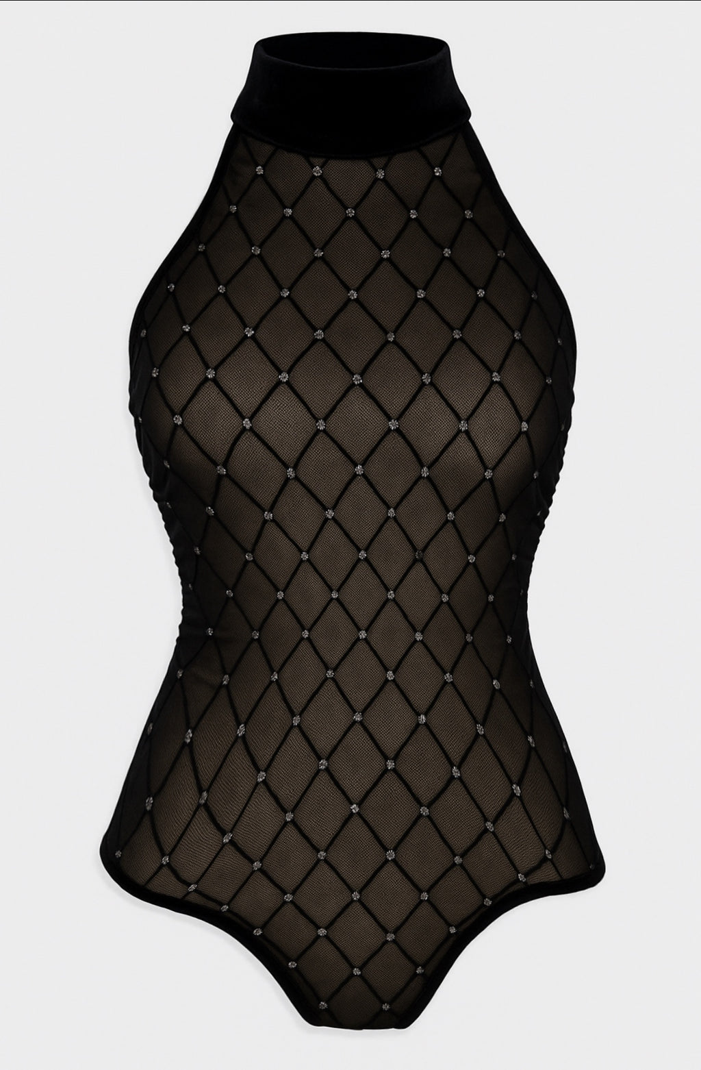Black Velvet Long Tie Neck Bodysuit  image 11