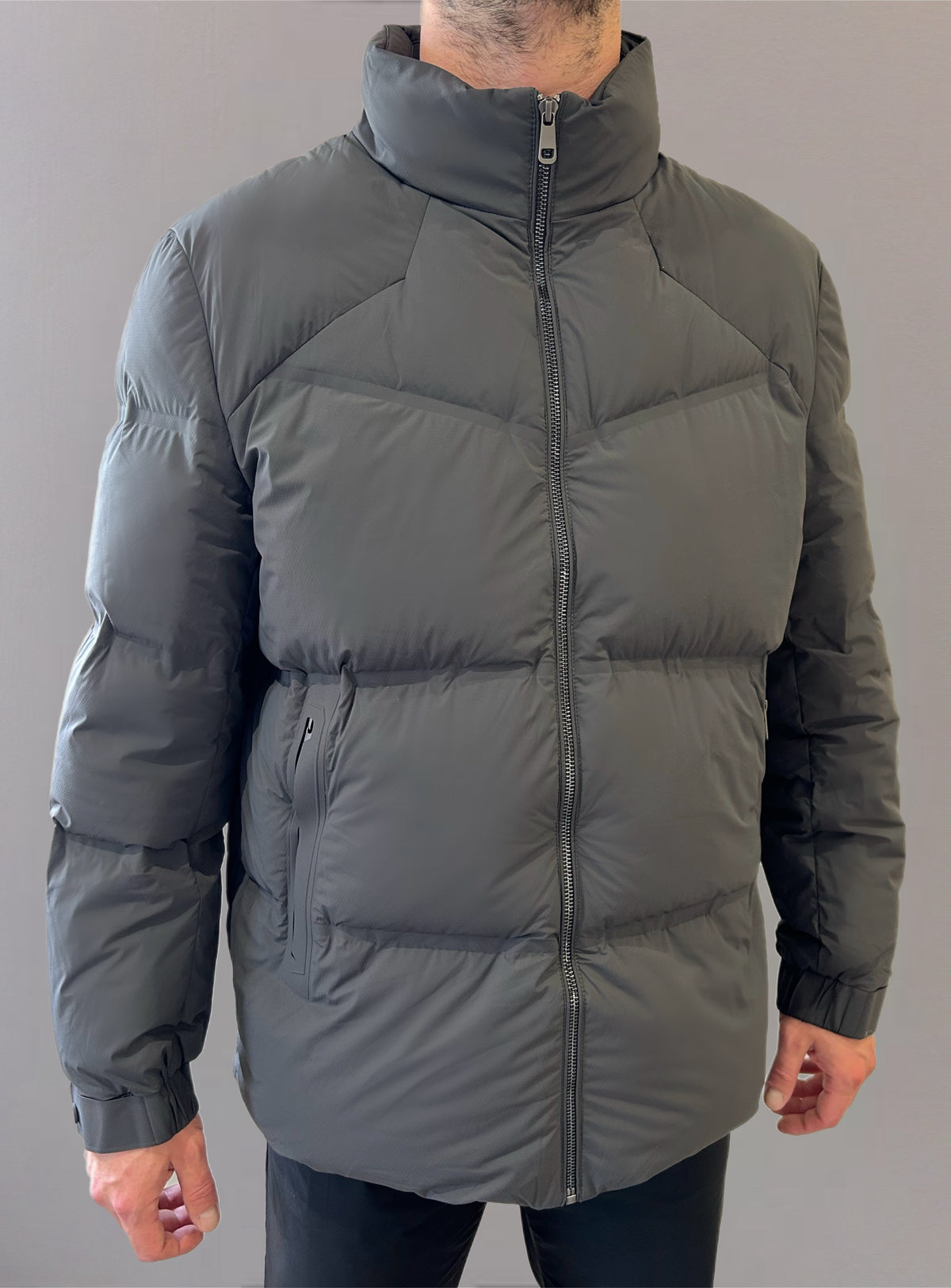 MENS Waterproof Puffer Padded Coat Grey with Seamless Zip  image 0