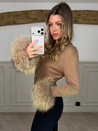 Knit Wristband Fox Fur Cuffs - Mixed Colours image 2
