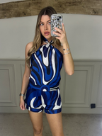 EMILIO Navy & White Silk Shorts  image 6