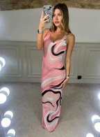 EMILIO Peach Halterneck Sleeve Mesh Dress image 2