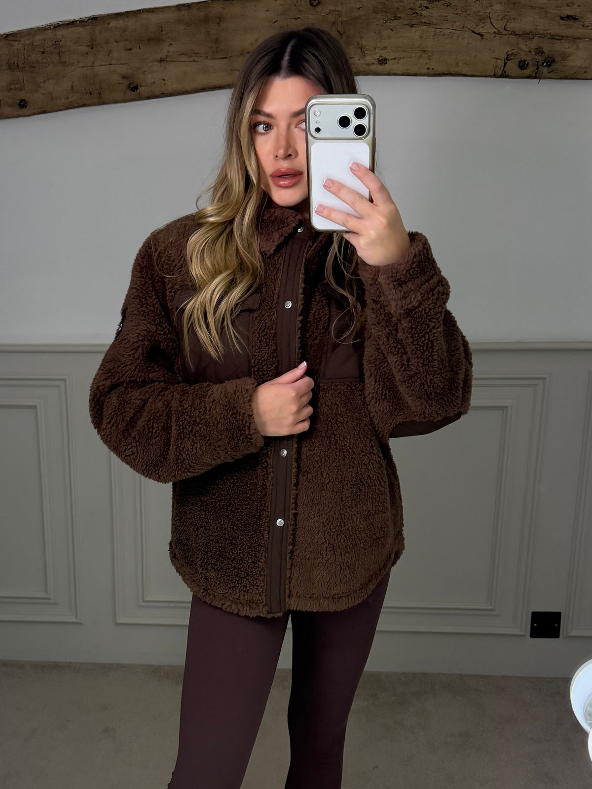 YOGA Fluffy Shirt Jacket Brown image 3