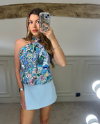 H Monopoly Blue Scarf Top image 0