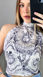 CD Navy Moon Silky Tie Top - Limited  image 4