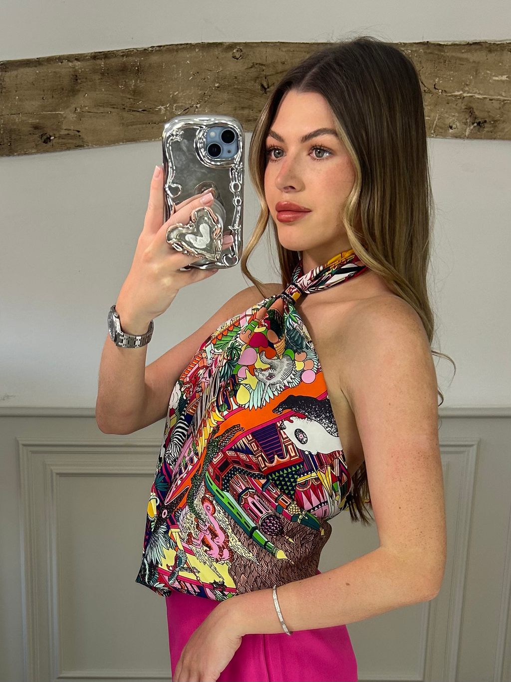 H Animal Town Pink Scarf Top image 0