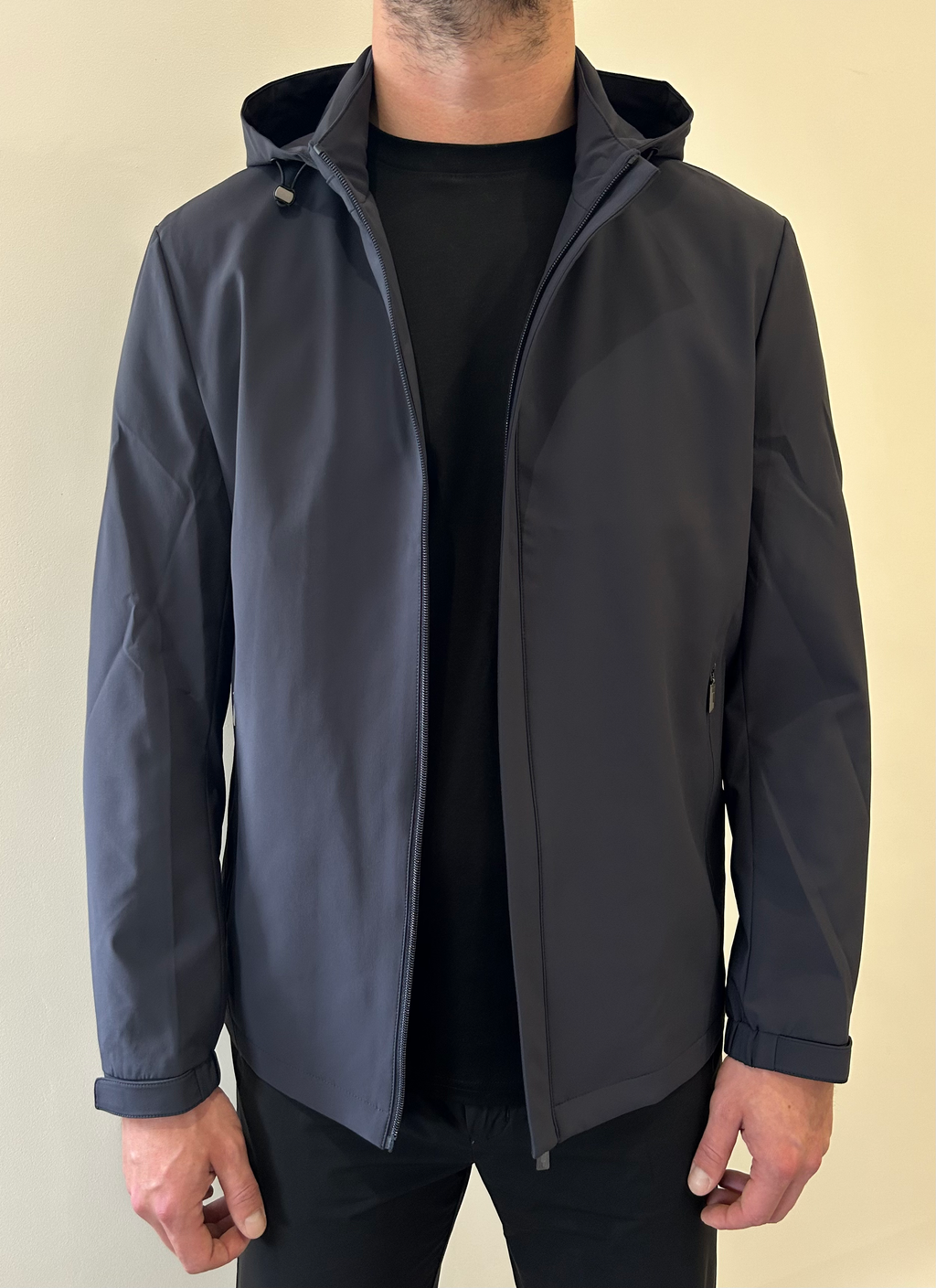 MENS Seamless Slate Grey Waterproof Windbreaker Jacket with Removable Hood image 4