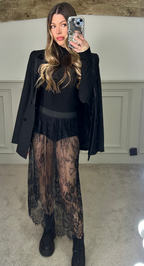 Black Lace Skirt Elastic Waist Band image 1