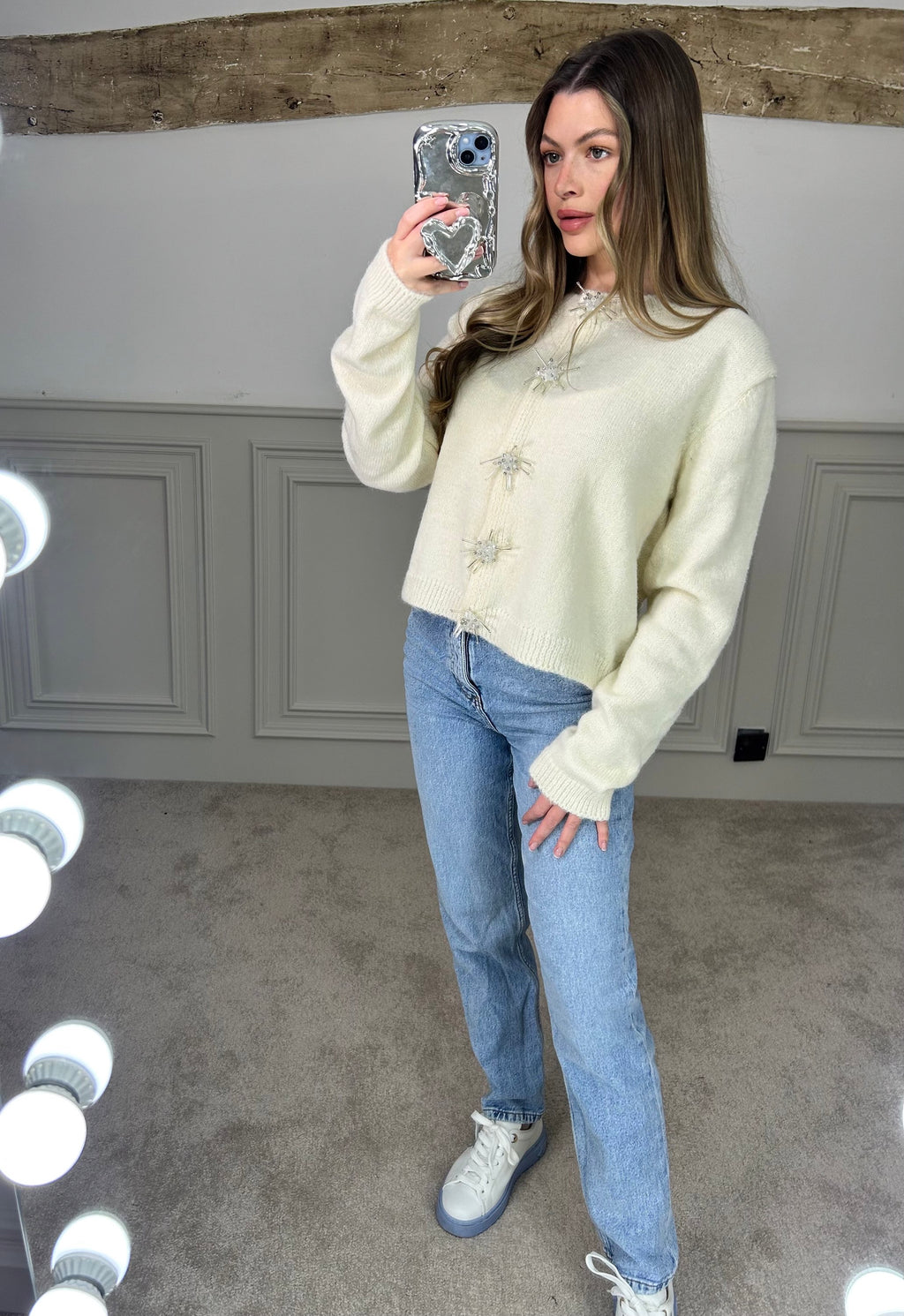 Cream Soft Knit Cardigan  image 2