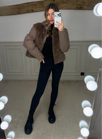 BROWN Faux Fur Gilet Coat with Hood  image 2