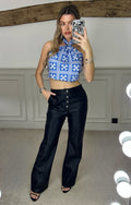 CHROME Black Leatherette Pants with Silver Cross Button image 0