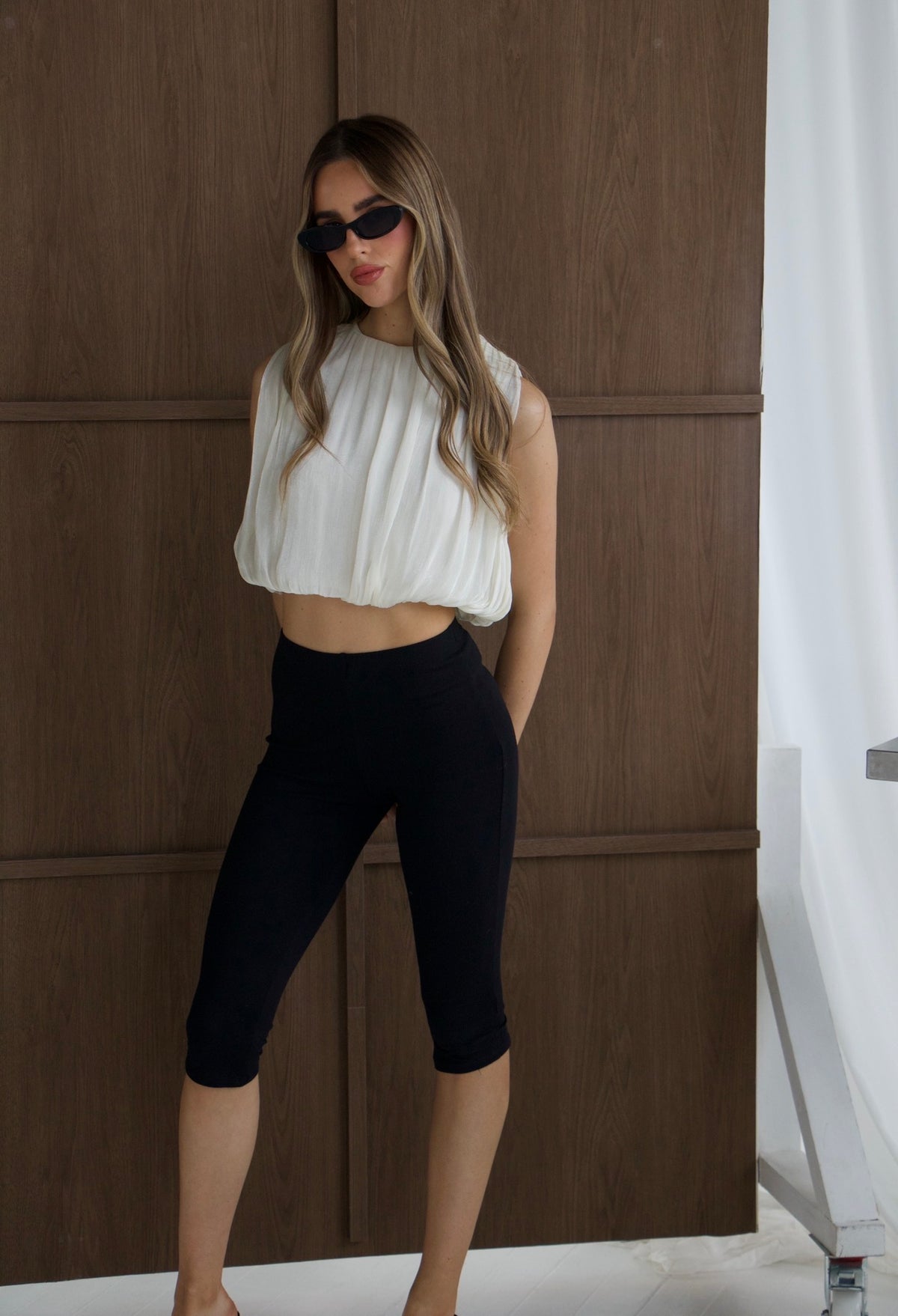 CHLO Champagne Sleeveless Cropped Top