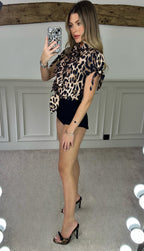 DOLCE Self Tie Leopard Puff Sleeve Top  image 1
