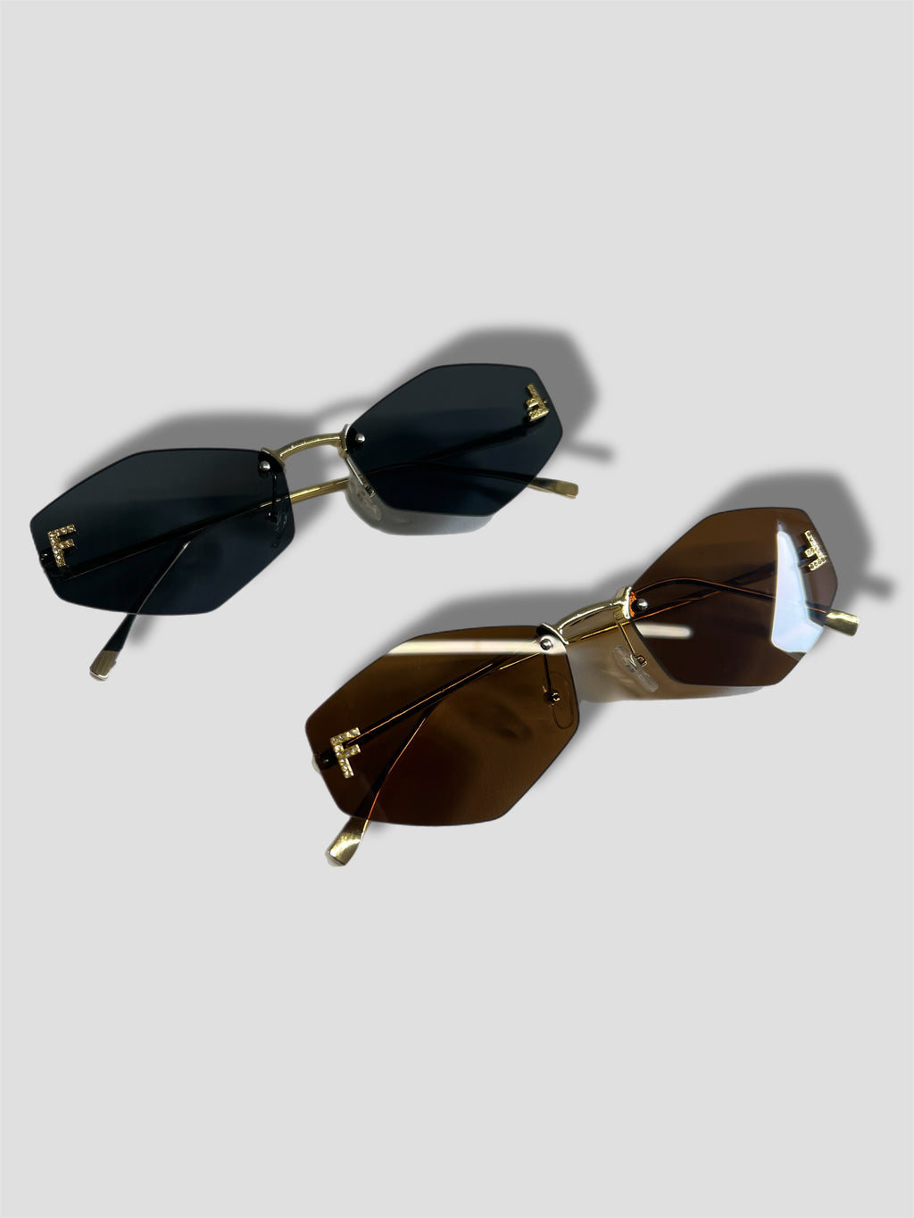 FF Diamond Shaped Rimless Sunglasses image 1