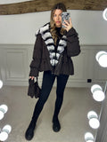 Brown Puffer Coat & Gloves with Rabbit Fur Hood - LIMITED image 0