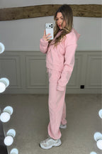 PINK Tracksuit with Hood & Drawstring Hem Track Pants image 1