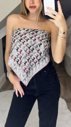 H Burgundy & Grey 90cm Mini Horse Scarf Top image 2