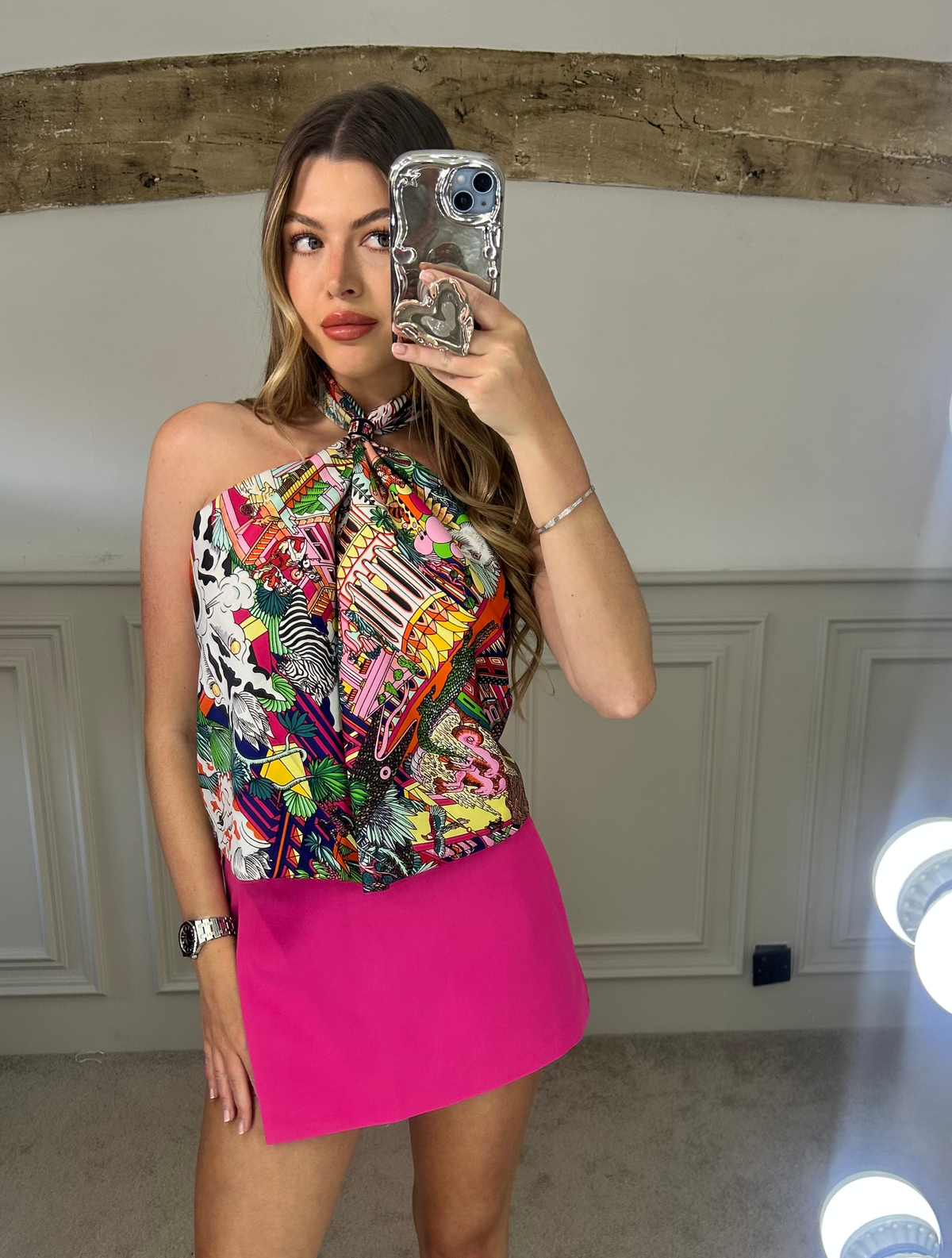 H Animal Town Pink Scarf Top image 4