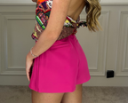 Pink SKORT Zip Up Skirt Shorts. image 1