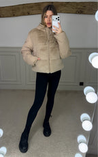 BEIGE Faux Fur Gilet Coat with Hood  image 0