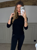 YOGA Long Sleeve Black Stretched Ribbed Top image 0
