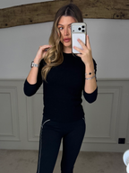 YOGA Long Sleeve Black Stretched Ribbed Top image 0