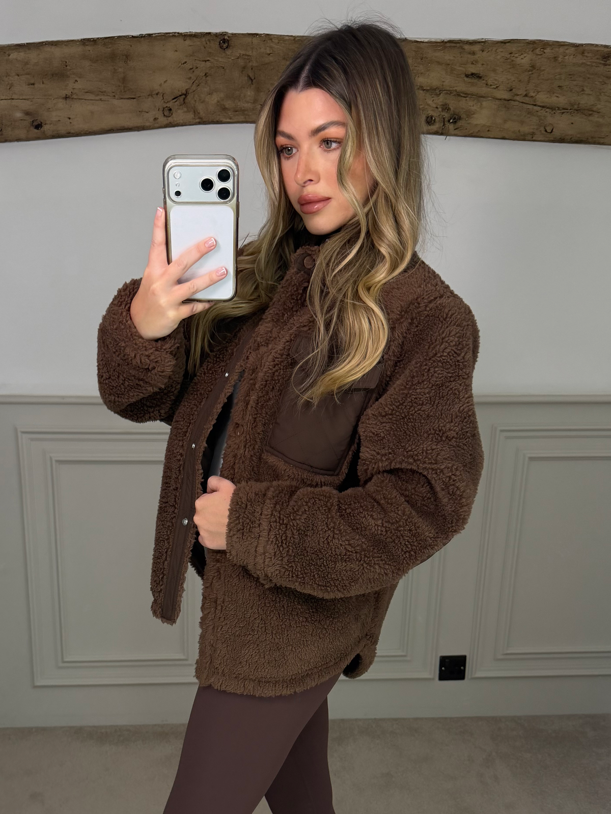 YOGA Fluffy Shirt Jacket Brown image 1
