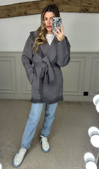 Grey Fringed Wrap Over Cardigan - LIMITED image 0