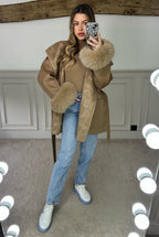 H Camel Chain Wrap Over Jacket with Leather Trimmed Hood - LIMITED image 2