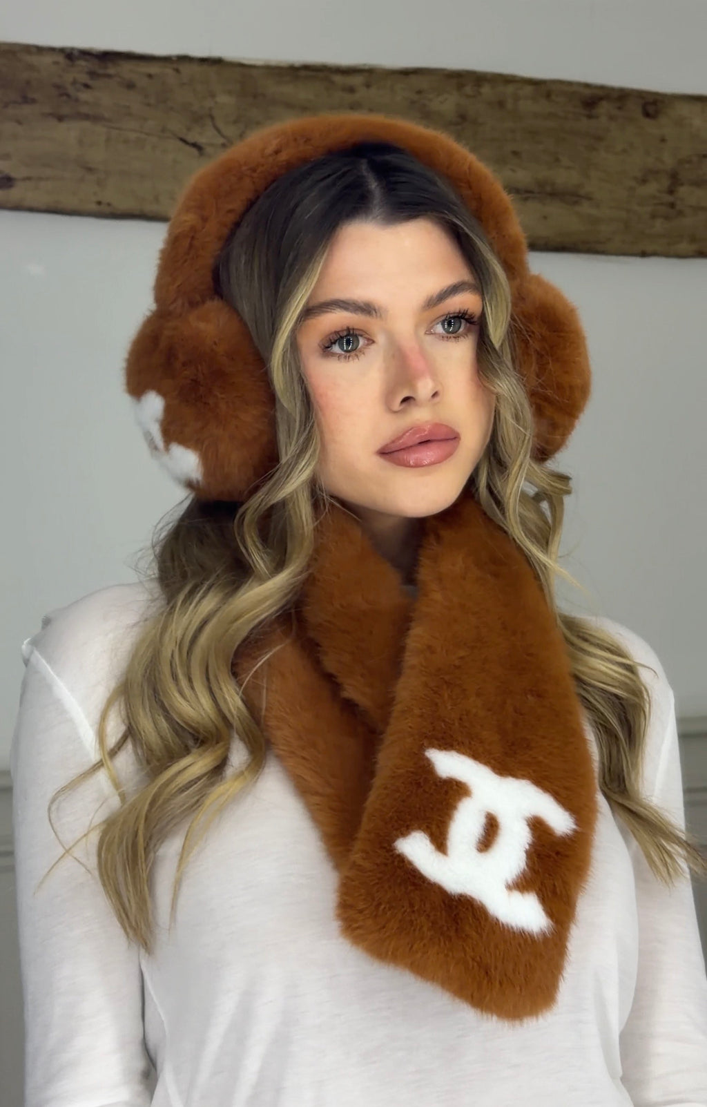 CC Ginger & White Ear Muff & Scarf SET - LIMITED image 0