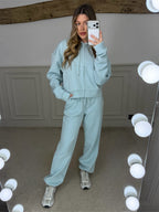 BLUE Tracksuit with Hood & Drawstring Hem Track Pants image 3