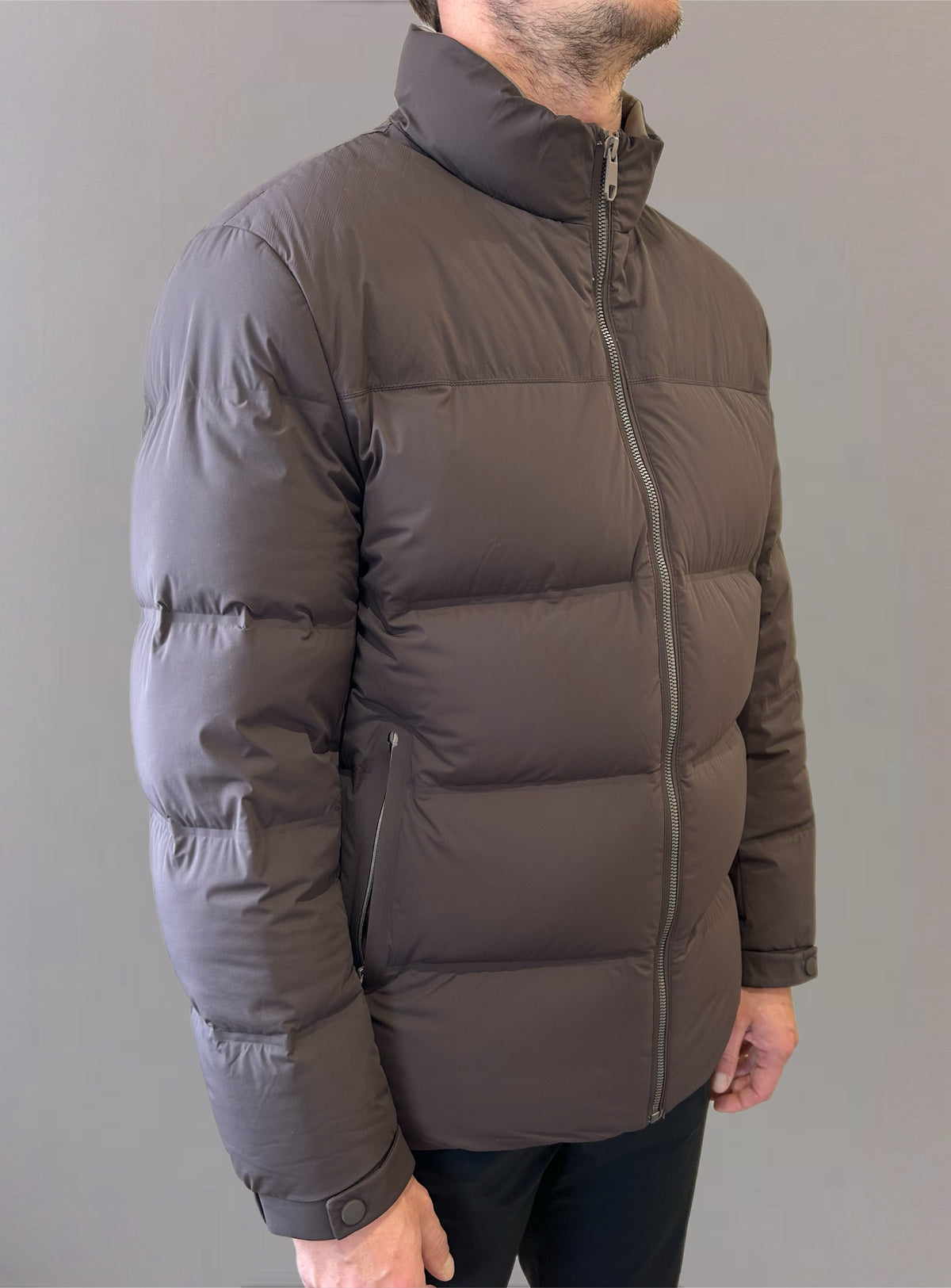 MENS Fitted Waterproof Coat in Mocha with Seamless Zip  image 3