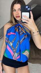 H Lettres Navy & Hot Pink Scarf Top 90cm image 0