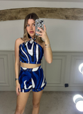 EMILIO Navy & White Silk Shorts  image 0