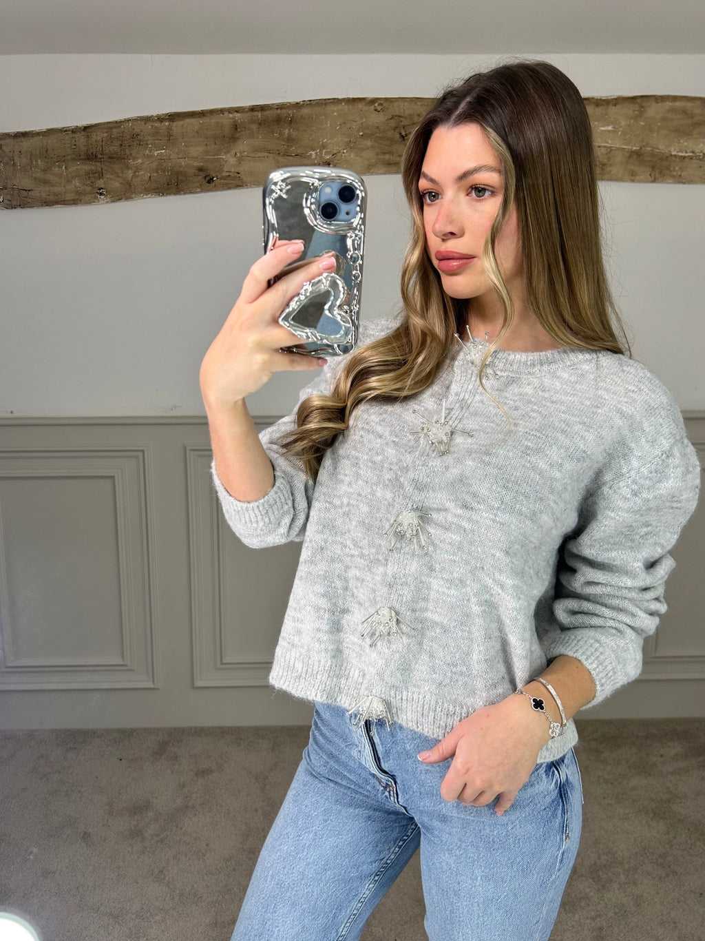 Grey Soft Knit Cardigan  image 3