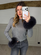 Knit Wristband Fox Fur Cuffs - Mixed Colours image 1