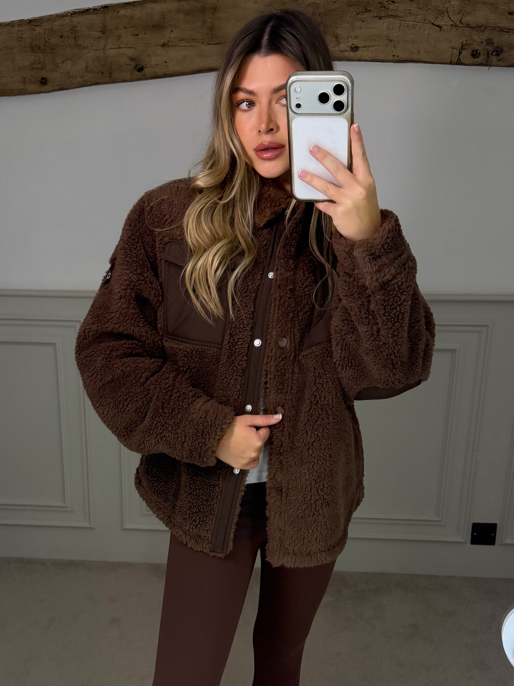 YOGA Fluffy Shirt Jacket Brown image 2