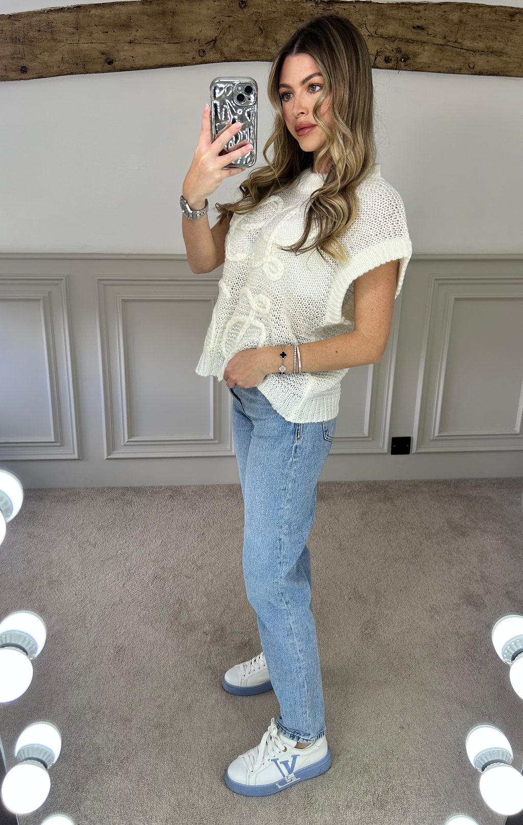 LOE Cream Knit Sleeveless Jumper image 1
