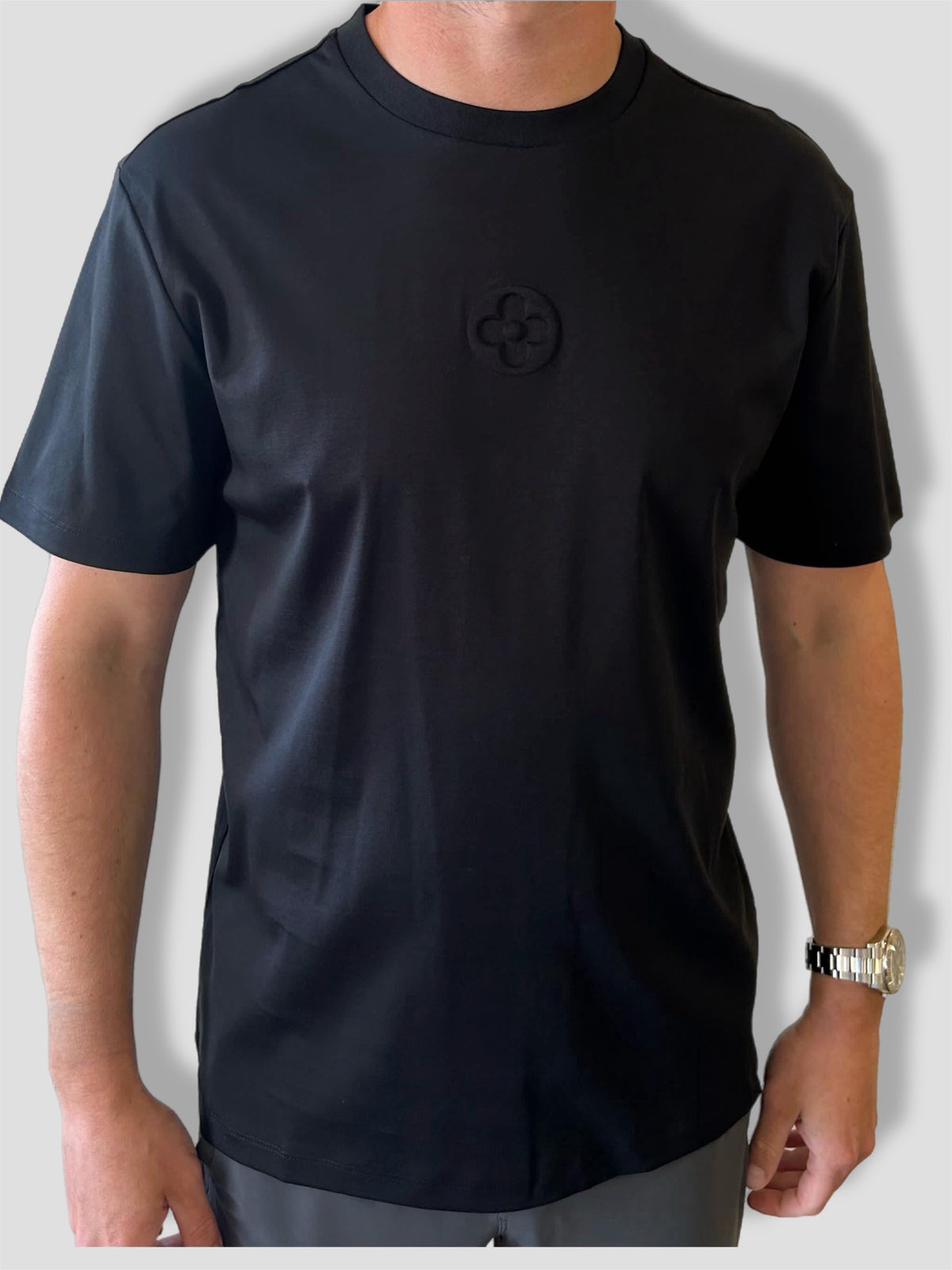 MENS Louis Raised Monogram T-shirt Black image 0